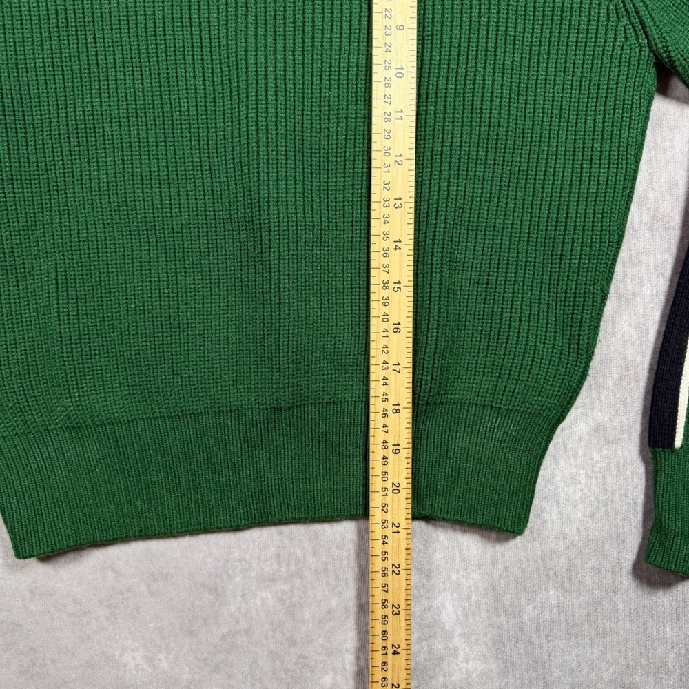 Zara Women's M Green Ribbed Knit Sweater Sporty Stripe Crew Neck Medium Y2K - Picture 5 of 5